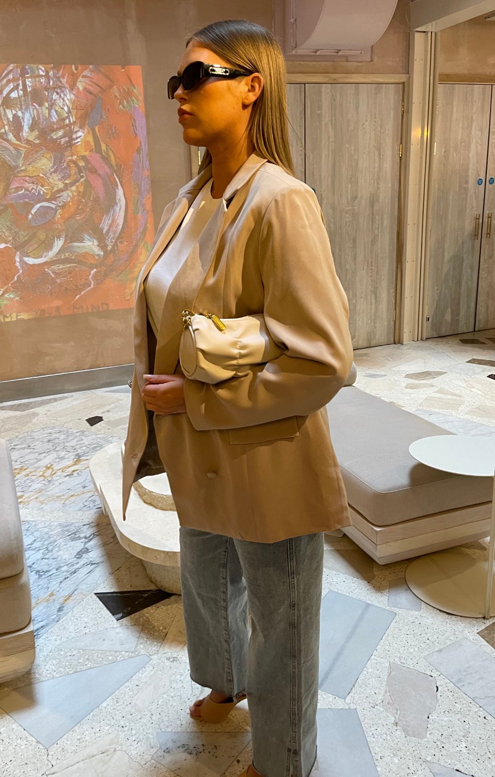 Glamorous Curve Stone Double Breasted Blazer
