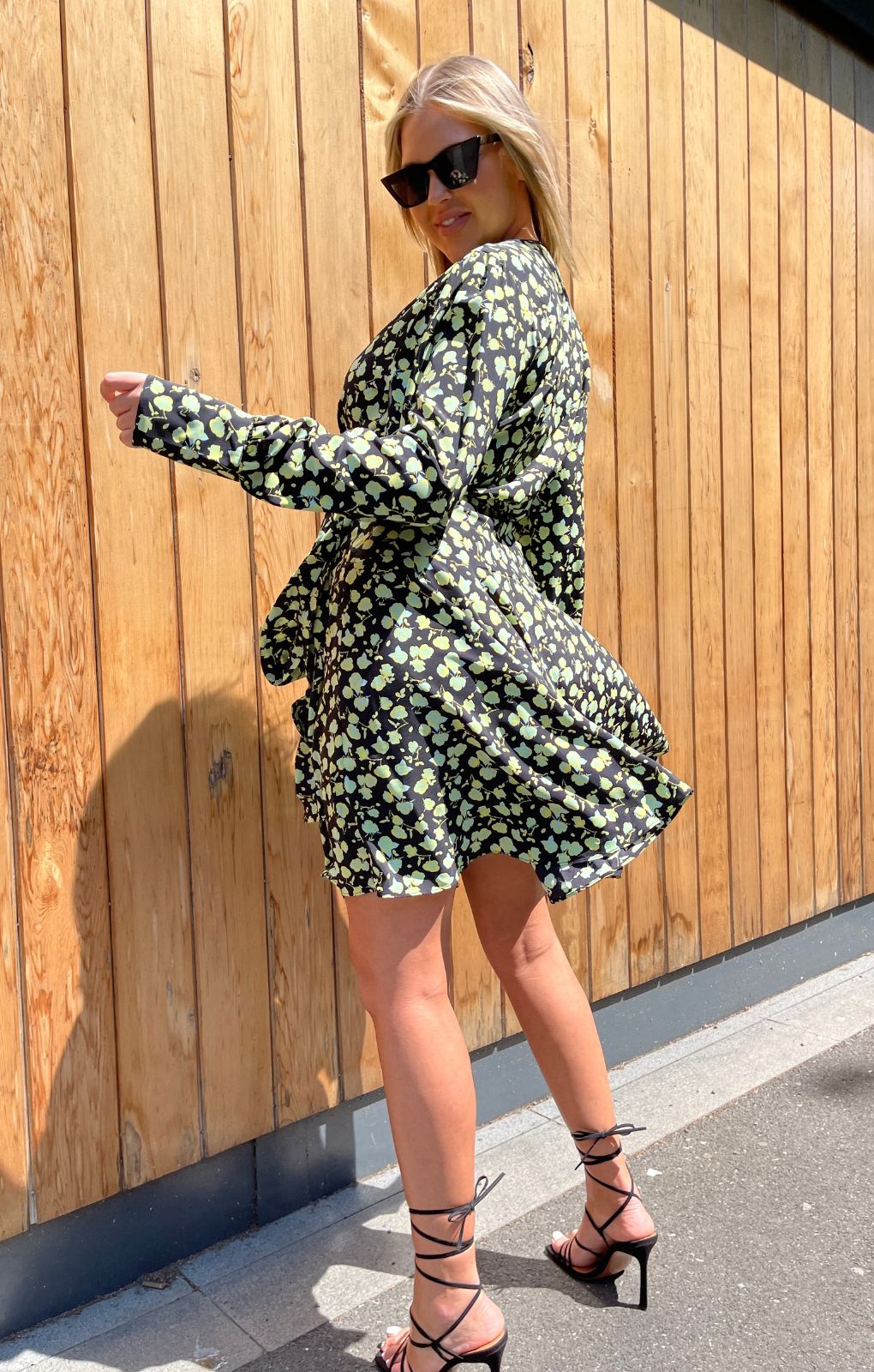 Glamorous Curve Floral Rose Wrap Mini Dress