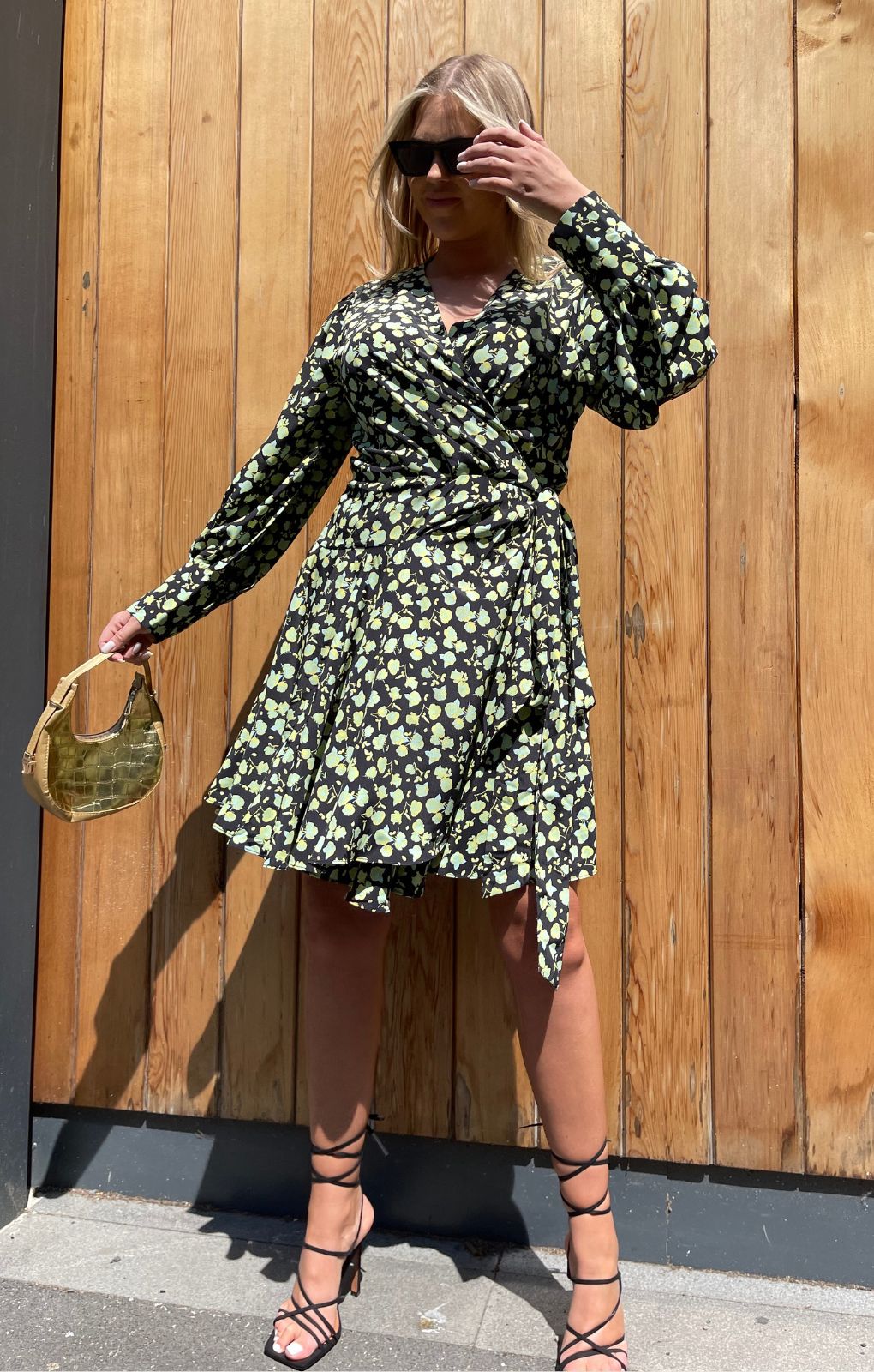 Glamorous Curve Floral Rose Wrap Mini Dress
