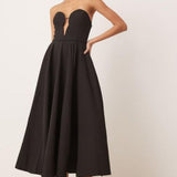 Bardot Bandeau Premium Maxi Dress in Black