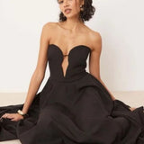 Bardot Bandeau Premium Maxi Dress in Black