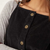 Nobody's Child Black Cord Button Down Bay Pinafore Mini Dress