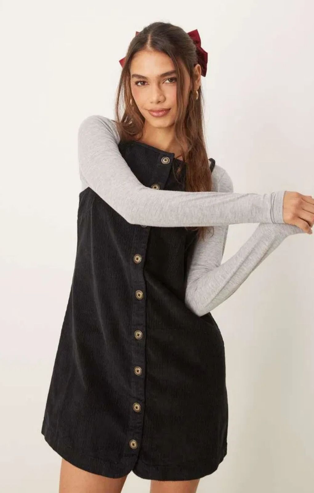Rent Nobody's Child Black Cord Button Down Bay Pinafore Mini Dress | Hirestreet Rent Nobody's Child Black Cord Button Down Bay Pinafore Mini Dress | Hirestreet