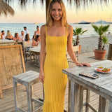 Bec + Bridge Yellow Antoinette Knit Midi Dress