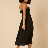 Nobody's Child Black Bandeau Ruched Bela Midi Dress