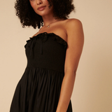 Nobody's Child Black Bandeau Ruched Bela Midi Dress