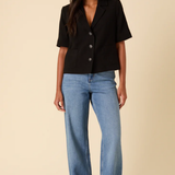 Nobody's Child Black Button Down Short Sleeve Blazer