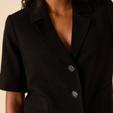 Nobody's Child Black Button Down Short Sleeve Blazer