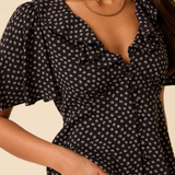Nobody's Child Black Ditsy Floral V-Neck Blouse