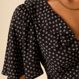 Nobody's Child Black Ditsy Floral V-Neck Blouse