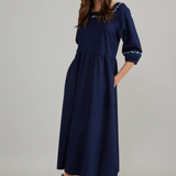 Nobody's Child Denim Garland Embroidered Midi Dress Embroidered