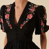 Nobody's Child Black Floral Embroidered Starlight Midi Dress