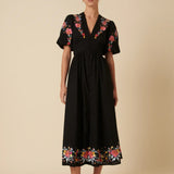 Nobody's Child Black Floral Embroidered Starlight Midi Dress