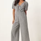 Nobody's Child Black Gingham Tie Front Jumpsuit