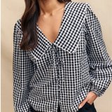 Nobody's Child Gingham SS Birdie Blouse