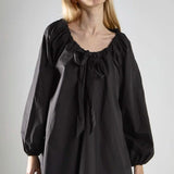 Glamorous Black Long-Sleeve Tie Detail Mini Dress