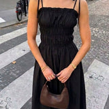 Glamorous Black Pleated Strappy Dress