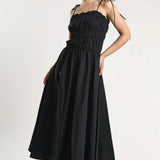 Glamorous Black Pleated Strappy Dress