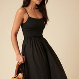 Nobody's Child Black Ribbed Drop Waist Strappy Midi Dress