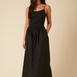 Nobody's Child Black Ribbed Drop Waist Strappy Midi Dress