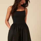 Nobody's Child Black Ribbed Drop Waist Strappy Midi Dress