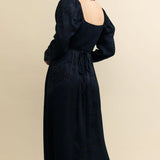 Nobody's Child Black Satin Jacquard Abby Midi Dress