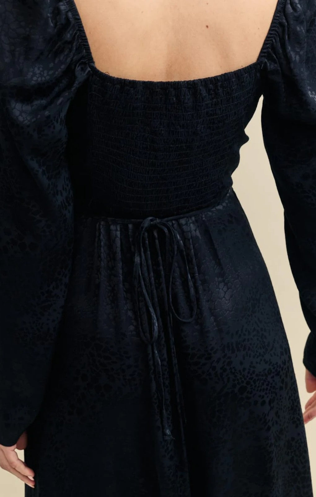 Nobody's Child Black Satin Jacquard Abby Midi Dress