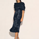 Nobody's Child Black Satin Jacquard Moira Midaxi Dress