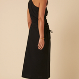 Nobody's Child Black Striped One Shoulder Una Midi Dress