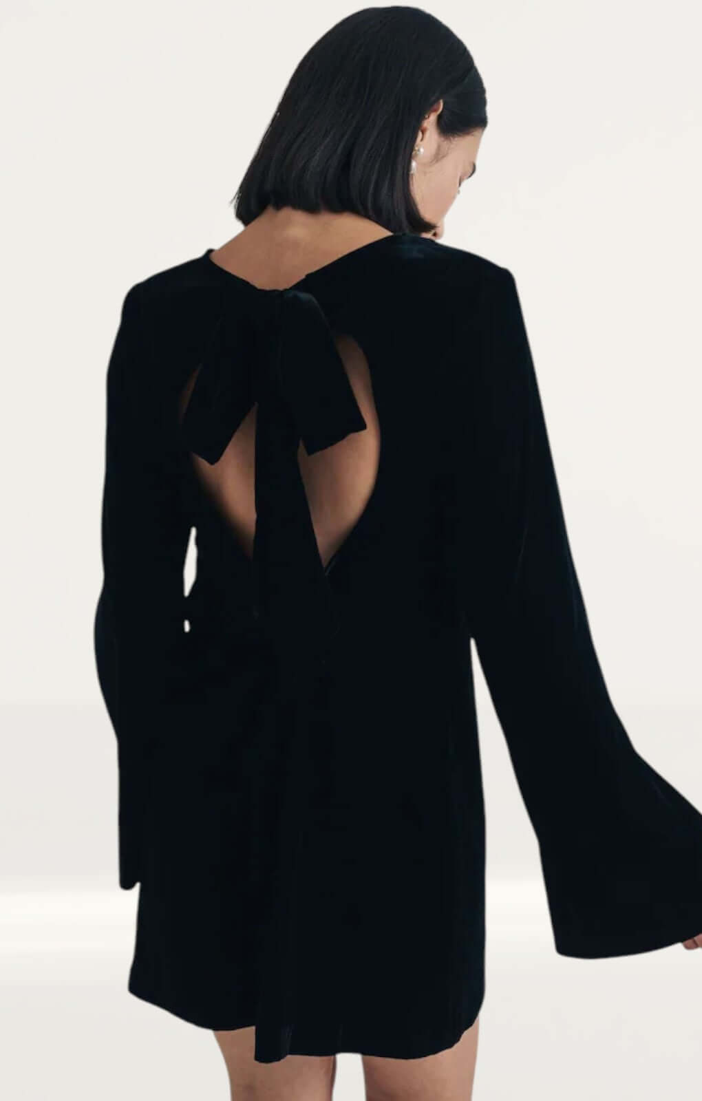Nobody's Child Black Velvet Tie Back Jolene Mini Dress