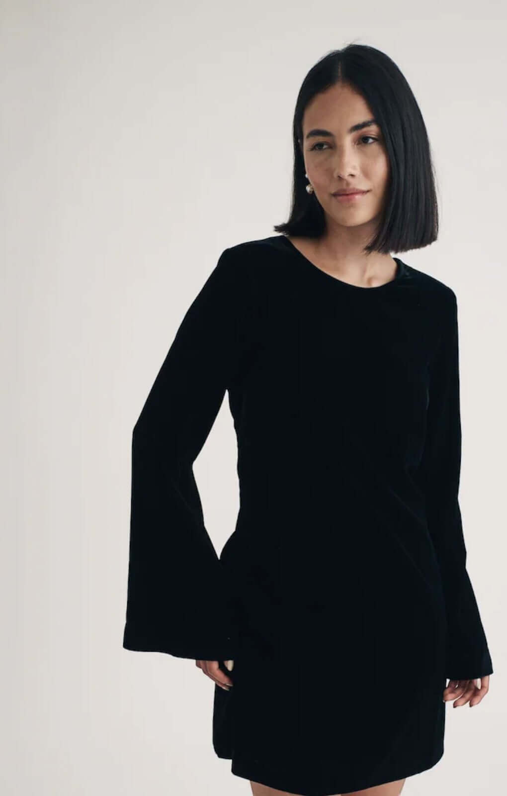 Nobody's Child Black Velvet Tie Back Jolene Mini Dress