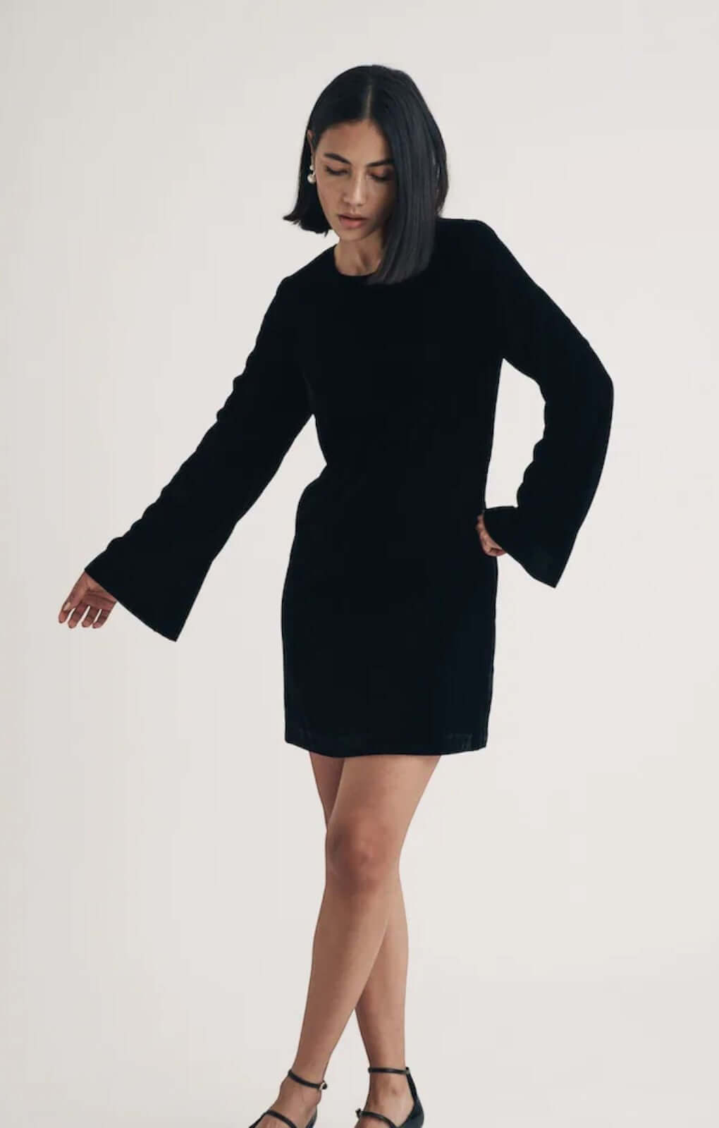 Nobody's Child Black Velvet Tie Back Jolene Mini Dress