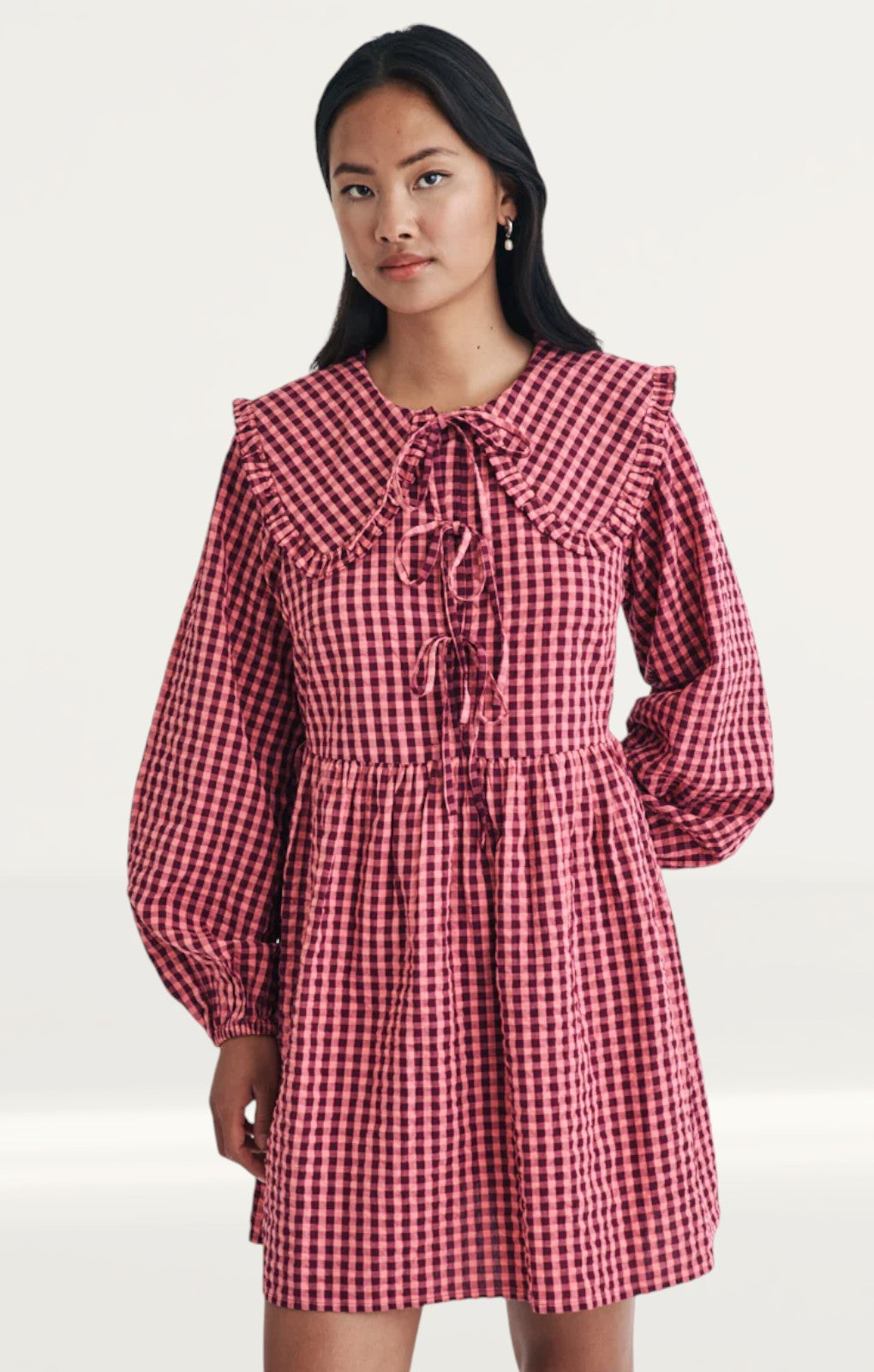 Nobody's Child Pink Gingham Peter Pan Collar Blaze Mini Dress