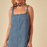 Nobody's Child Blue Denim A-line Violet Mini Dress