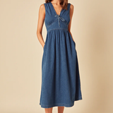 Nobody's Child Blue Denim Astra Sleeveless Midi Dress