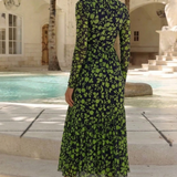 Whistles Long Sleeve Ruched Maxi Dress In Mesh Floral