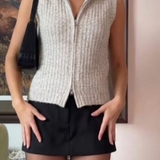 4th & Reckless High Neck Boucle Sleeveless Zip Through Jumper in Camel