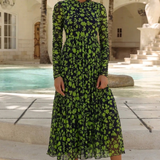Whistles Long Sleeve Ruched Maxi Dress In Mesh Floral
