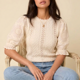 Nobody's Child Broderie Sleeve Knit Top