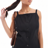 4th & Reckless square neck sleeveless button through waistcoat in black