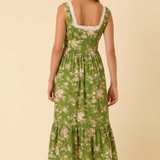 Nobody's Child Heather Midi Dress New Green Floral Print