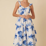 Nobody's Child Blue Floral Tiered Rhys Midi Dress