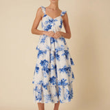 Nobody's Child Blue Floral Tiered Rhys Midi Dress