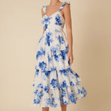 Nobody's Child Blue Floral Tiered Rhys Midi Dress