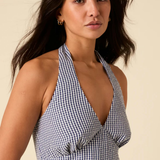 Nobody's Child Blue Gingham Halterneck Jumpsuit