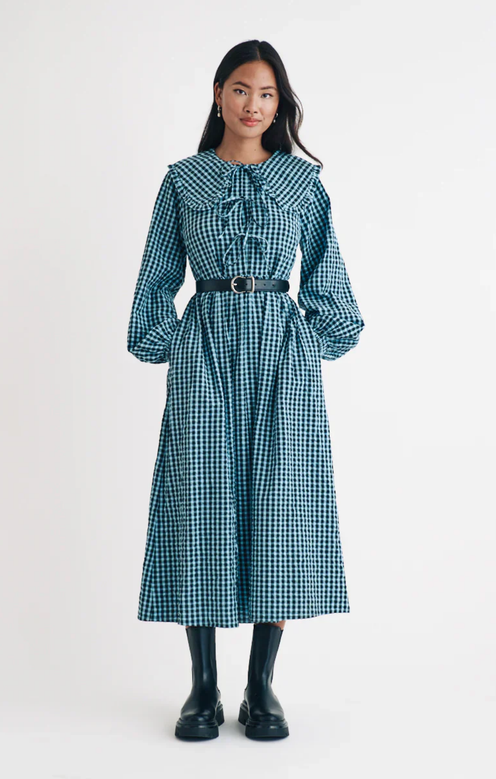 Rent Nobody's Child Blue Gingham Peter Pan Collar Blaze Midi Dress | Hirestreet Rent Nobody's Child Blue Gingham Peter Pan Collar Blaze Midi Dress | Hirestreet