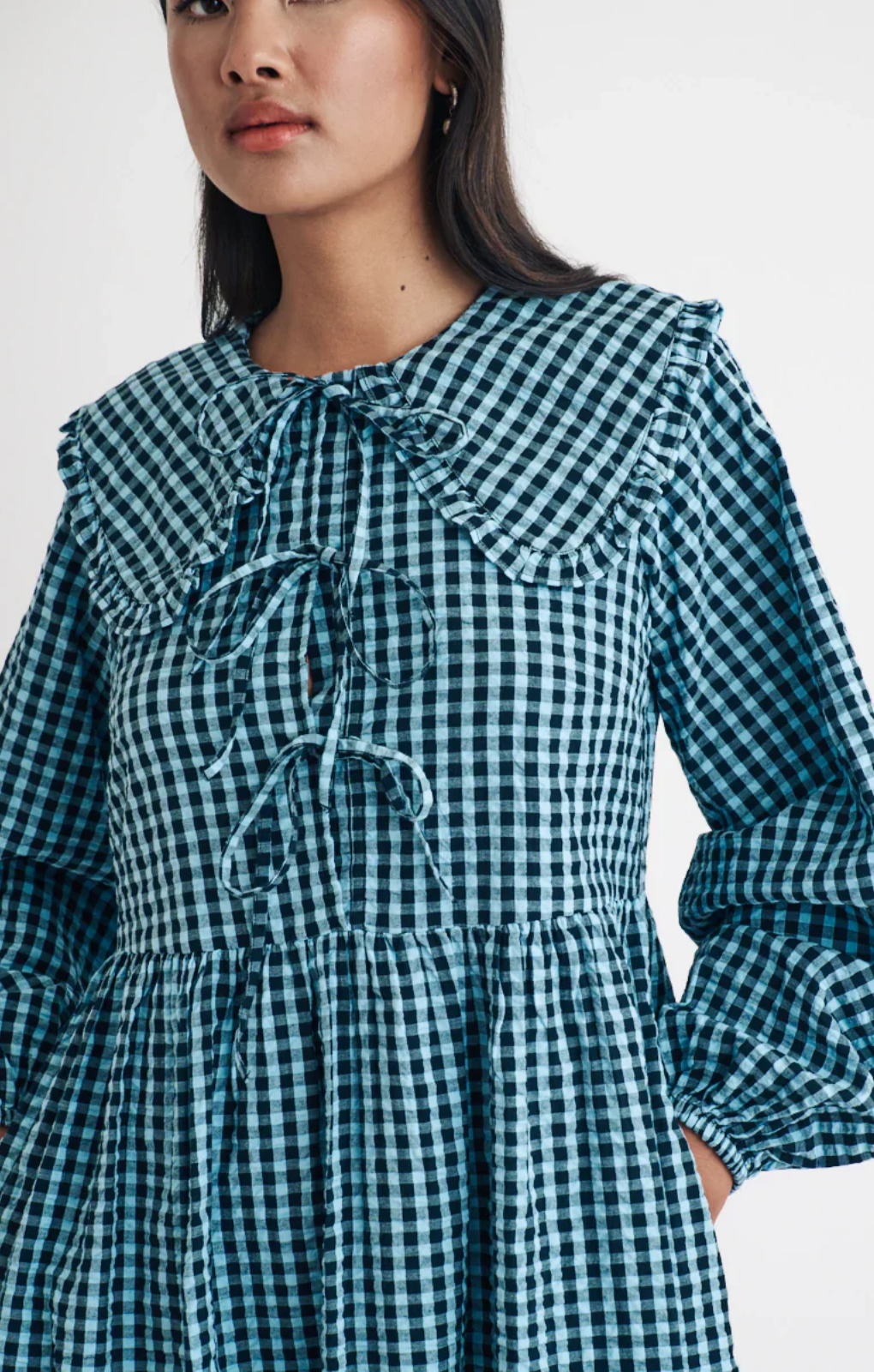 Rent Nobody's Child Blue Gingham Peter Pan Collar Blaze Midi Dress | Hirestreet Rent Nobody's Child Blue Gingham Peter Pan Collar Blaze Midi Dress | Hirestreet