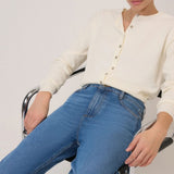 Nobody's Child Blue High Rise Putney Barrel Leg Jeans