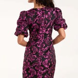 Blue Vanilla Luxe Puff Sleeve Jacquard Mini Dress