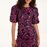 Blue Vanilla Luxe Puff Sleeve Jacquard Mini Dress